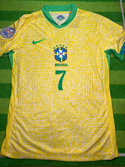 Brazil 24/25 Home Player Version Kit Copa America Vini Jr