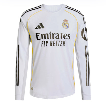 Real Madrid 25/26 Home Stadium Kit Long Sleeve