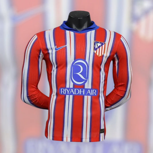 Atletico Madrid Home Player Version Kit Long Sleeve